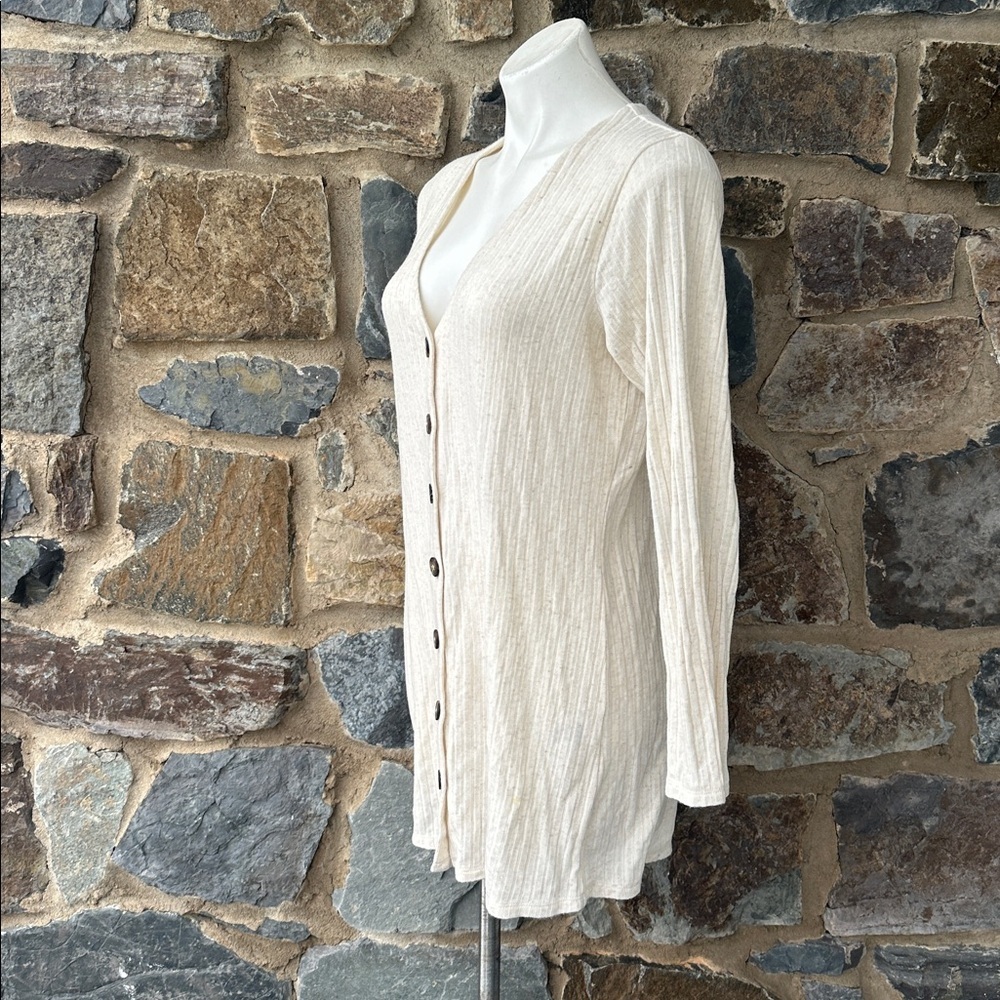 Reformation Ribbed Button-Front Mini Dress Cream Ivory Size M - Picture 5 of 7